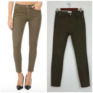 Frame Le High Skinny Jeans 29 Washed Army Green High Rise Stretch Slim